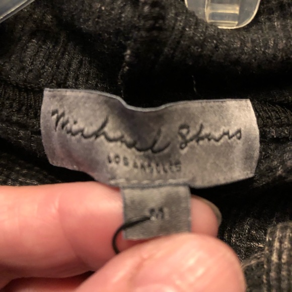 NWT Michael Stars Black Kylo Side Slit Hoodie w/Tie Strings - Picture 6 of 9